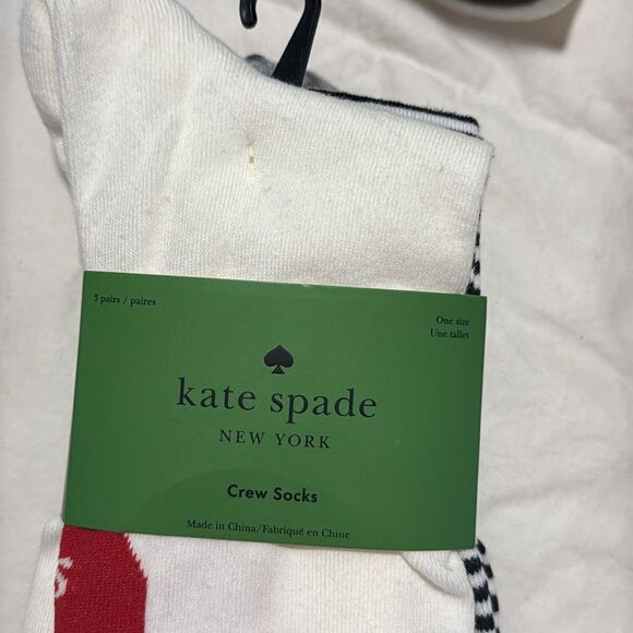 KATE SPADE ♠️ NY THREE PAIR MULTI DESIGNS CREW SOCKS NWT OS - Picture 4 of 4